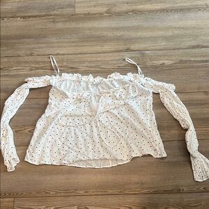 Elegant Off-Shoulder White Polka Dot Blouse